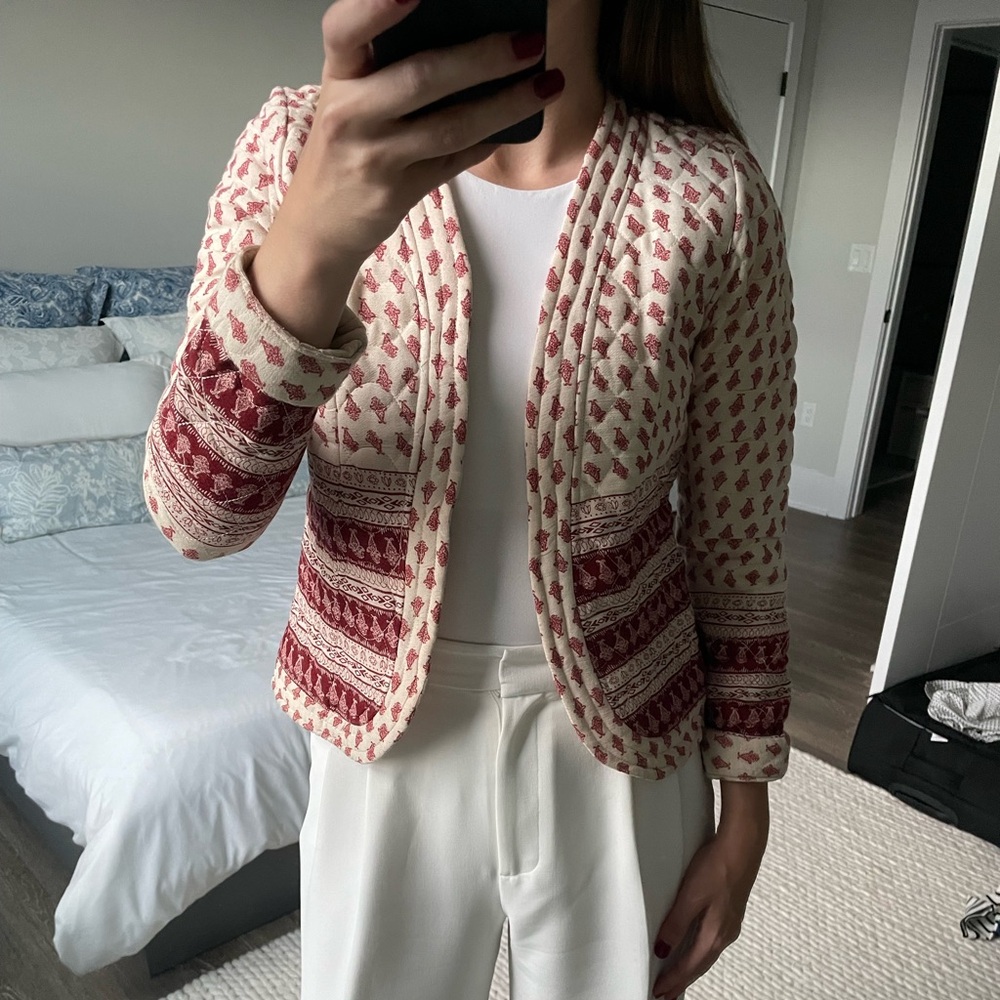 Red and Cream Quilted Boho Jacket